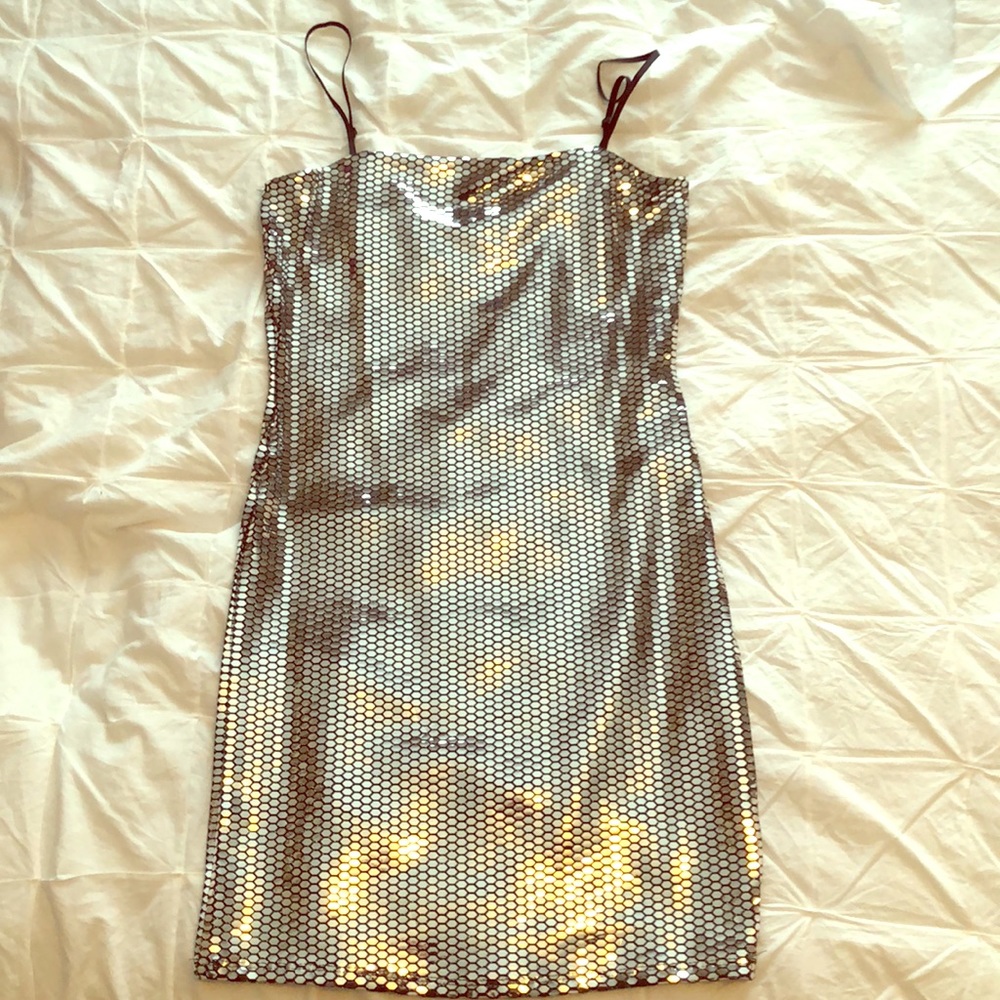 Silver sequin dress